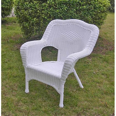 International Caravan Camelback Resin Wicker Patio Chair, White, 2PK 3180-2CH-WT